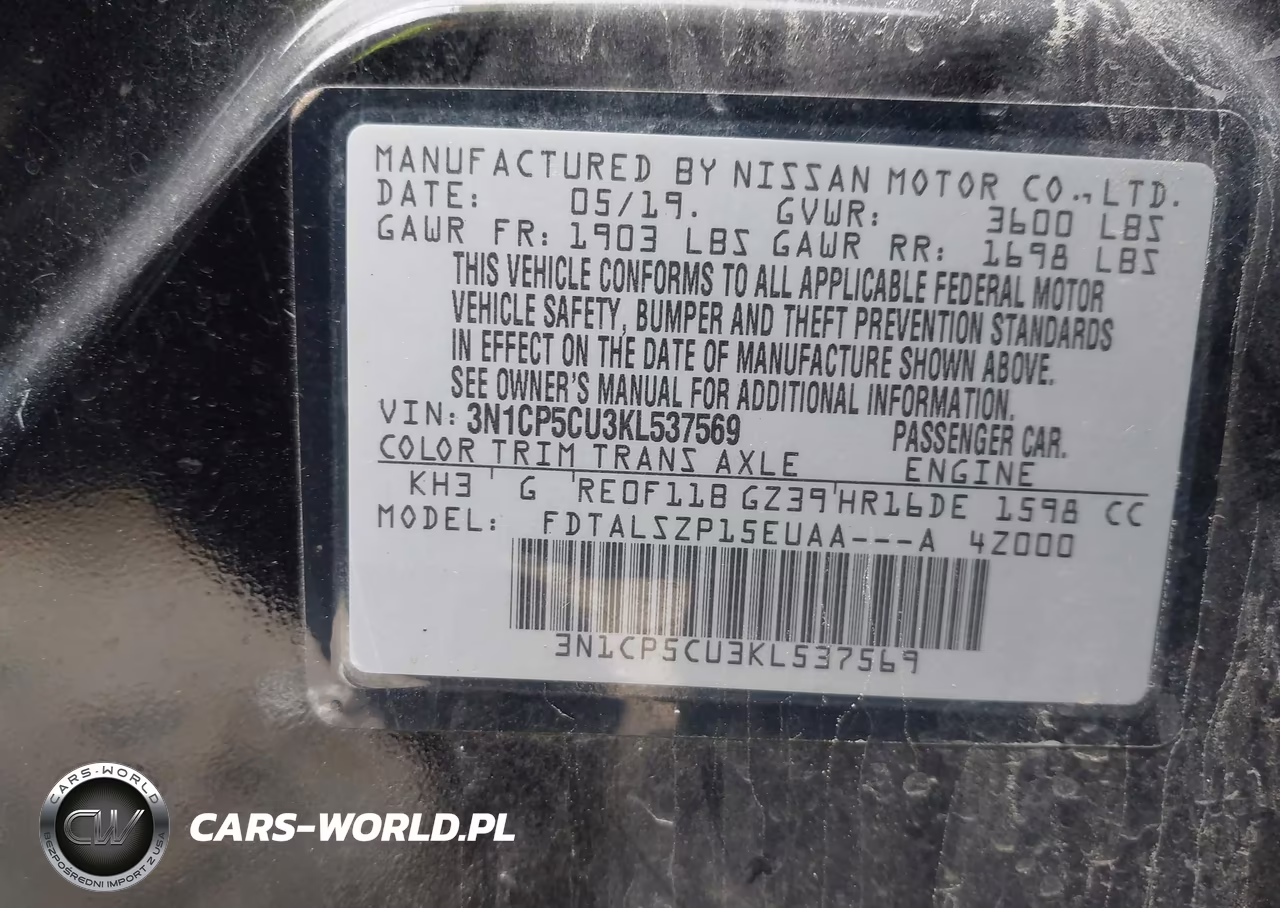 2019 Nissan Kicks Sv VIN:3N1CP5CU3KL537569 - 9