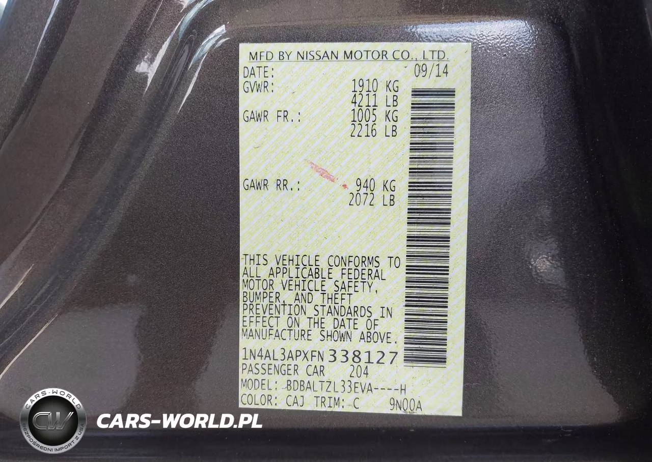 2015 Nissan Altima 2.5 Sl VIN:1N4AL3APXFN338127 - 9