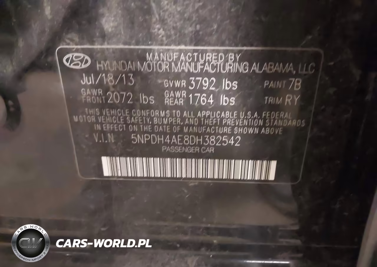 2013 Hyundai Elantra Gls VIN:5NPDH4AE8DH382542 - 9