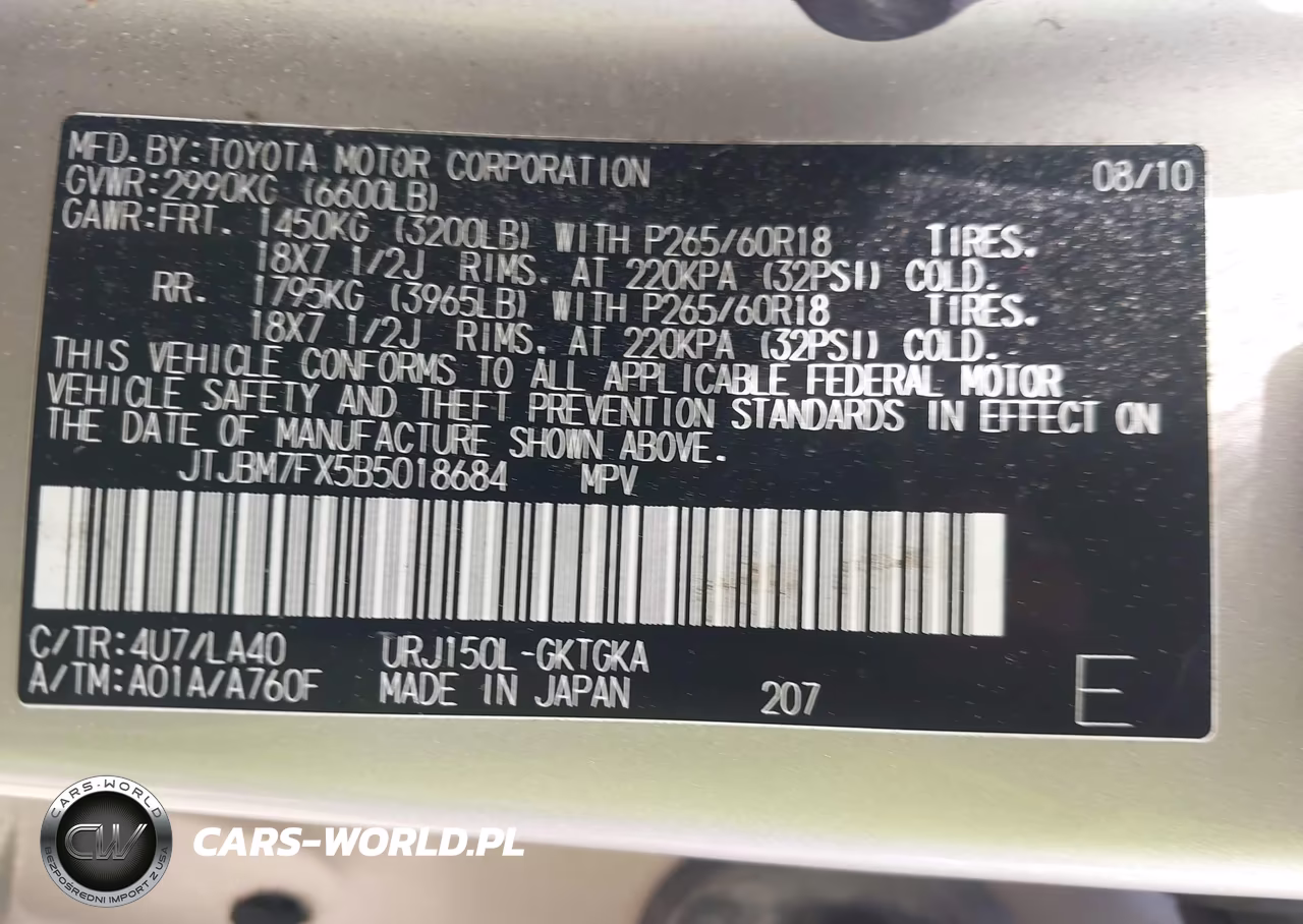2011 Lexus Gx 460 VIN:JTJBM7FX5B5018684 - 9