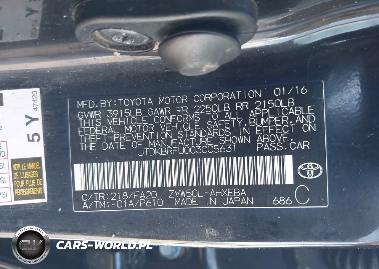2016 Toyota Prius Two VIN:JTDKBRFU0G3005631 - 9