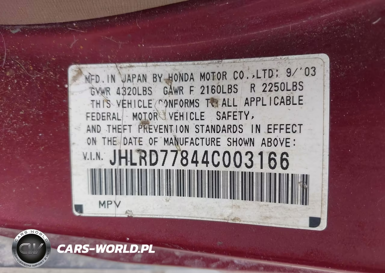 2004 Honda Cr-V Ex VIN:JHLRD77844C003166 - 9
