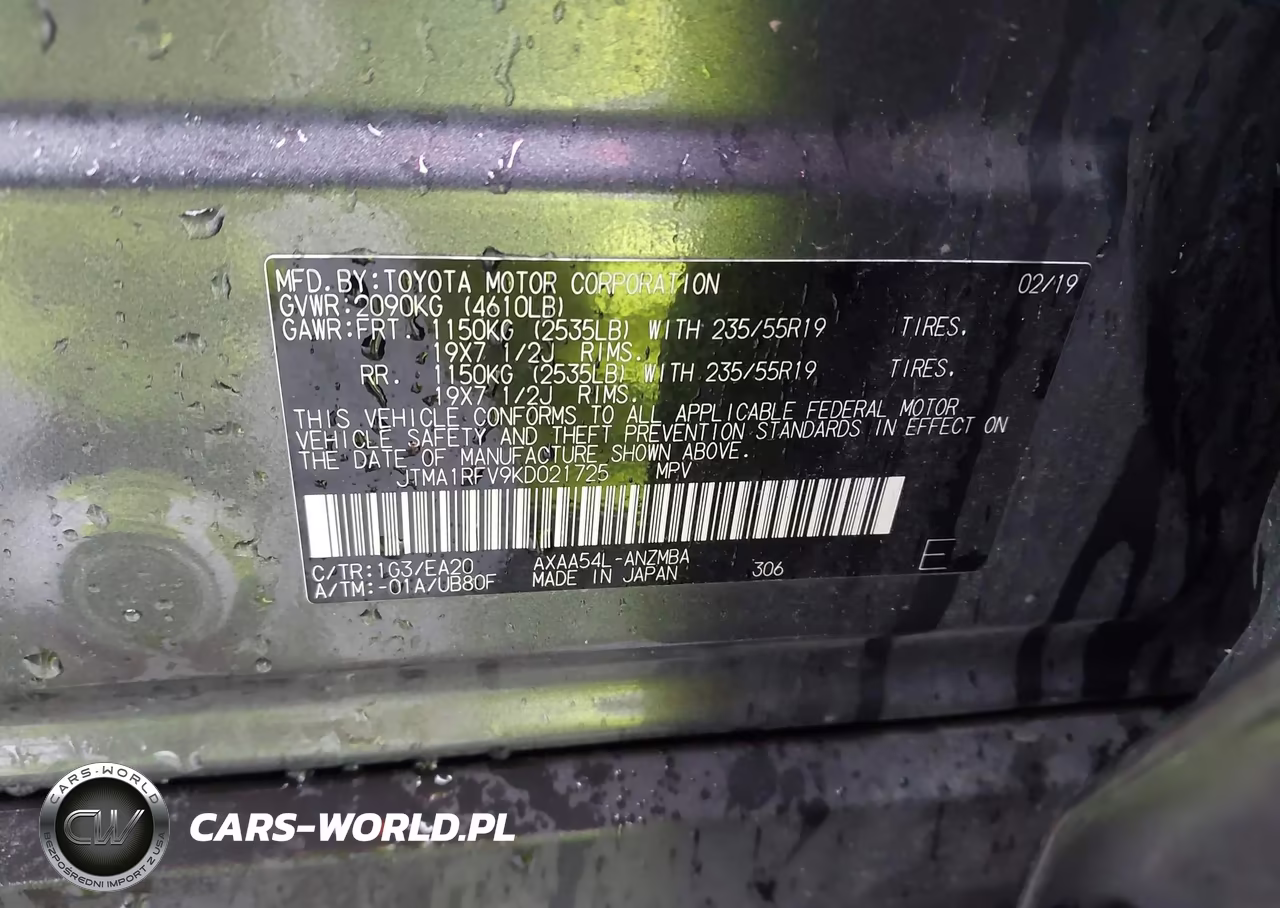 2019 Toyota Rav4 Xle Premium VIN:JTMA1RFV9KD021725 - 9
