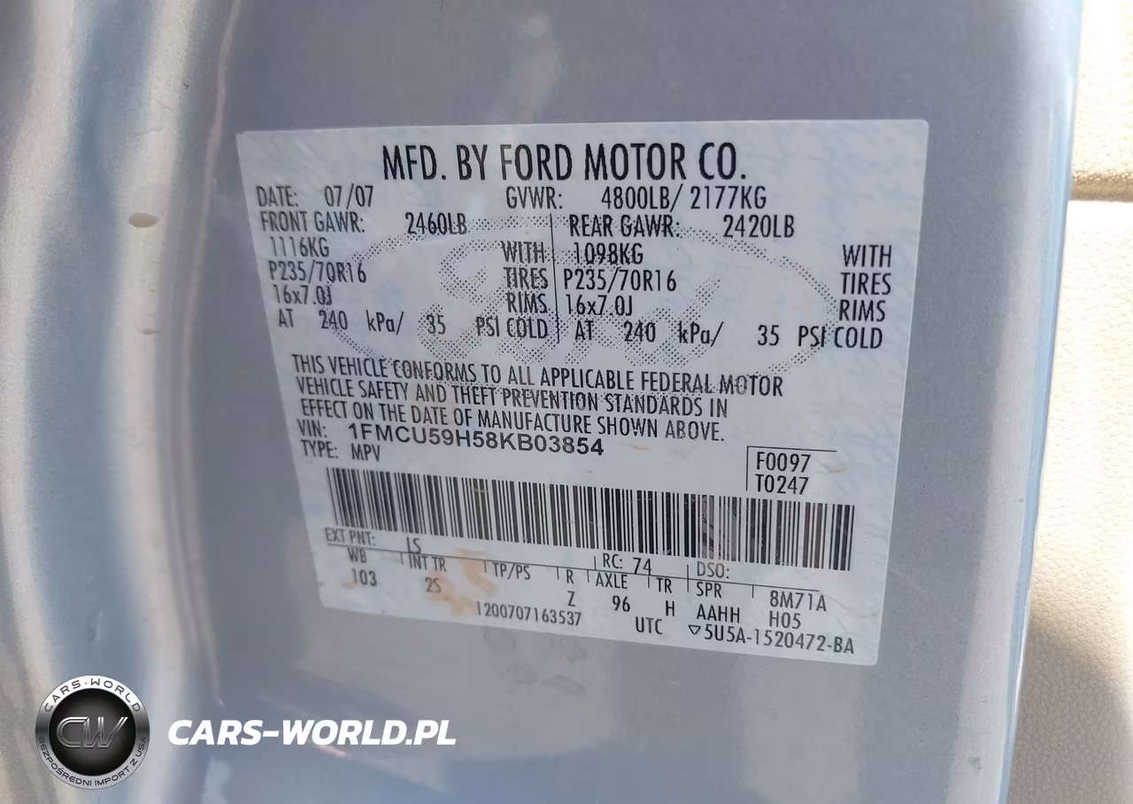 2008 Ford Escape Hybrid VIN:1FMCU59H58KB03854 - 9