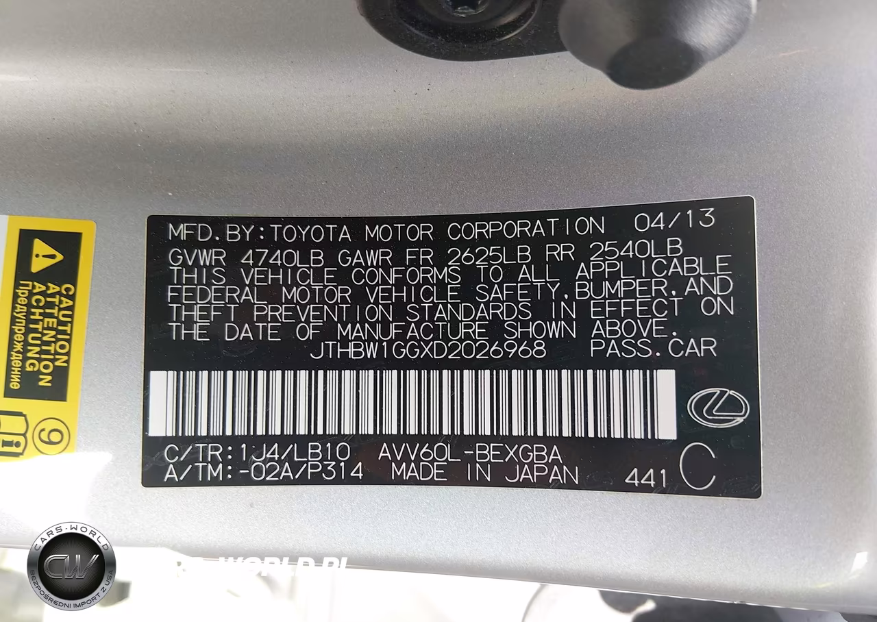 2013 Lexus Es 300H VIN:JTHBW1GGXD2026968 - 9