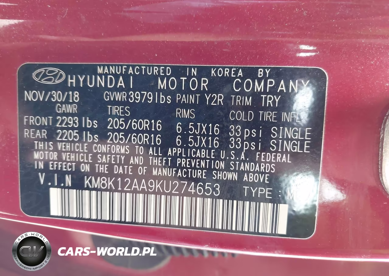 2019 Hyundai Kona Se VIN:KM8K12AA9KU274653 - 9