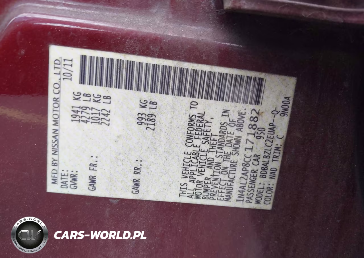 2012 Nissan Altima 2.5 S VIN:1N4AL2AP8CC171882 - 9