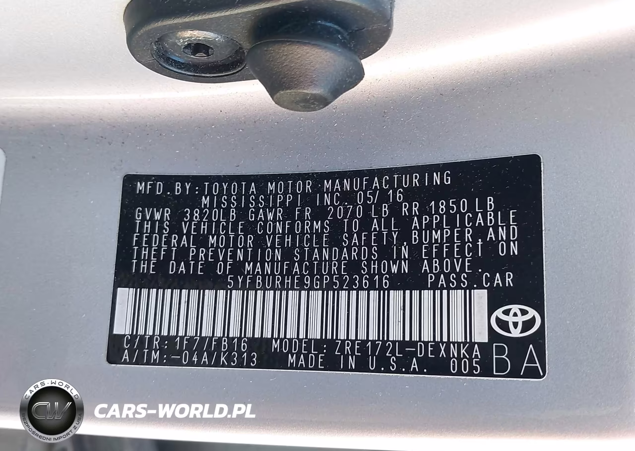 2016 Toyota Corolla Le Plus VIN:5YFBURHE9GP523616 - 9