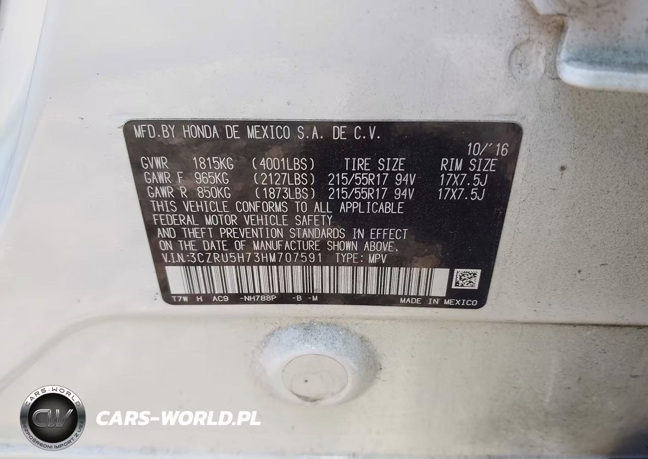 2017 Honda Hr-V Ex-L VIN:3CZRU5H73HM707591 - 9