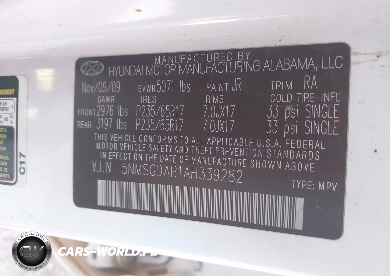 2010 Hyundai Santa Fe Gls VIN:5NMSGDAB1AH339282 - 9