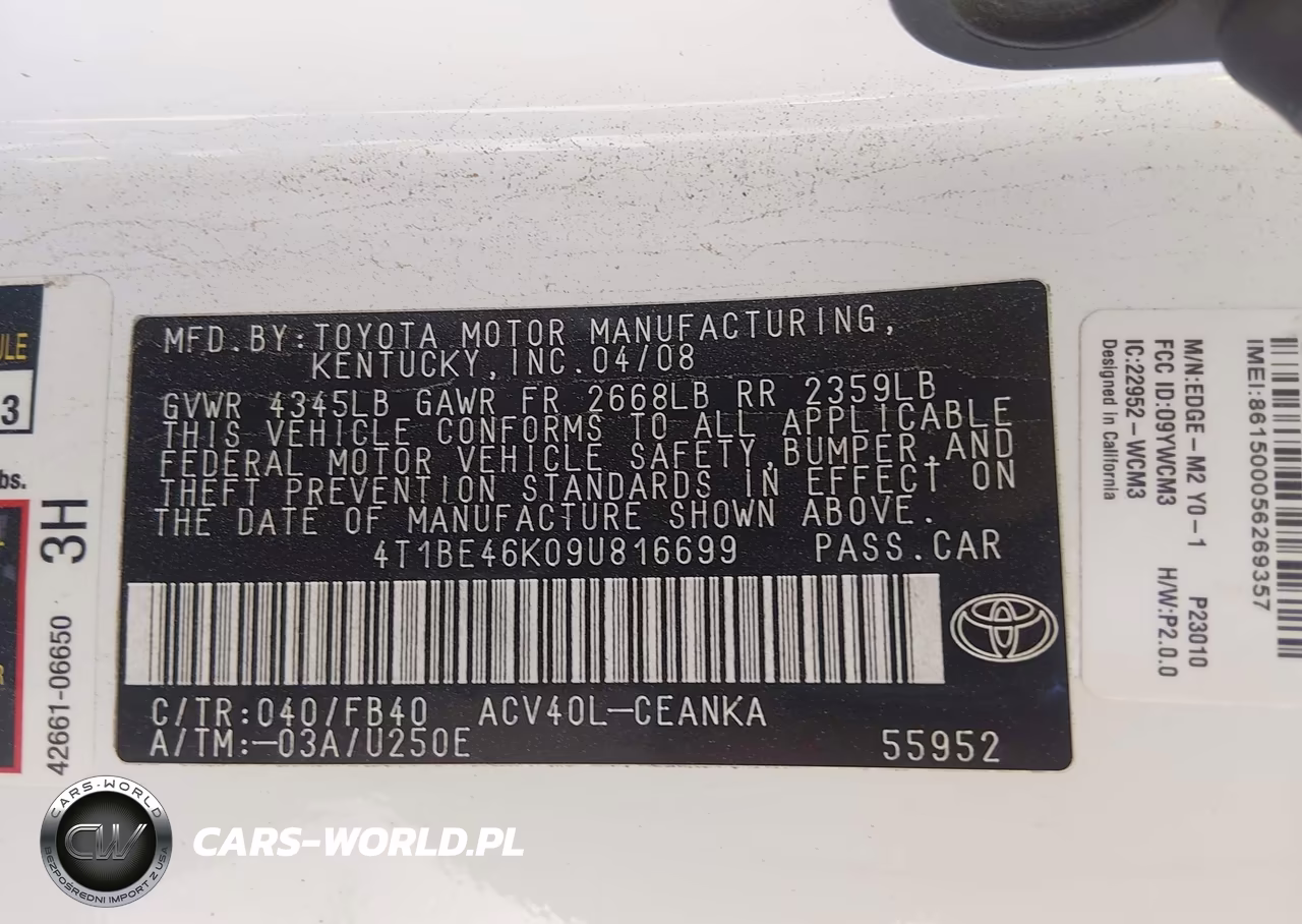 2009 Toyota Camry VIN:4T1BE46K09U816699 - 9