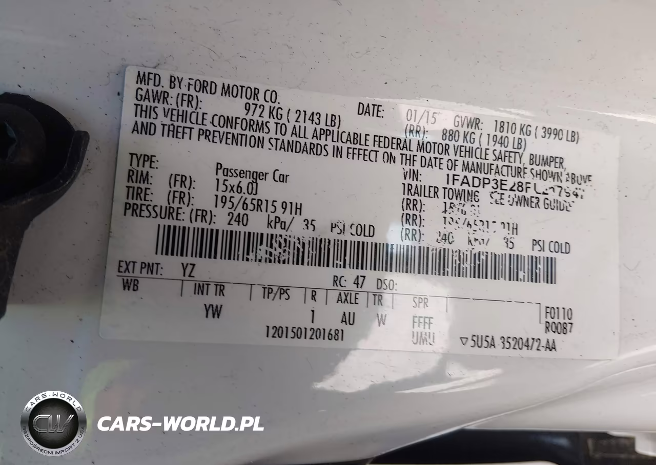 2015 Ford Focus S VIN:1FADP3E28FL217947 - 9