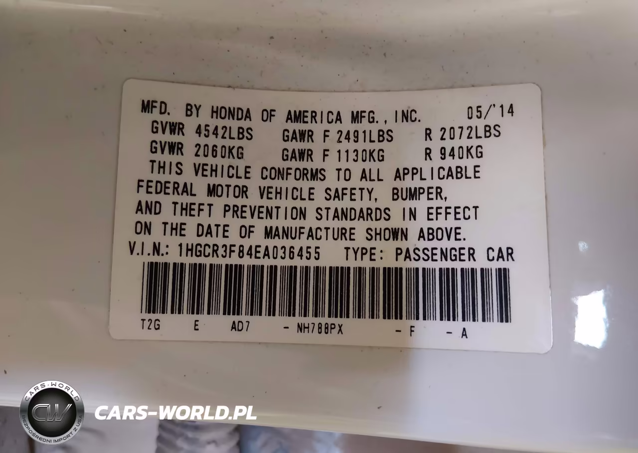 2014 Honda Accord Ex-L V-6 VIN:1HGCR3F84EA036455 - 9