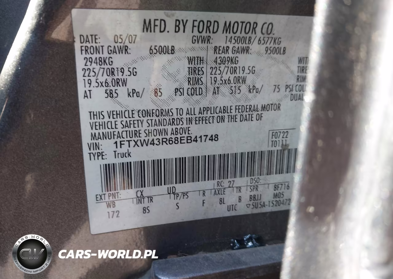 2008 Ford F-450 Lariat VIN:1FTXW43R68EB41748 - 8