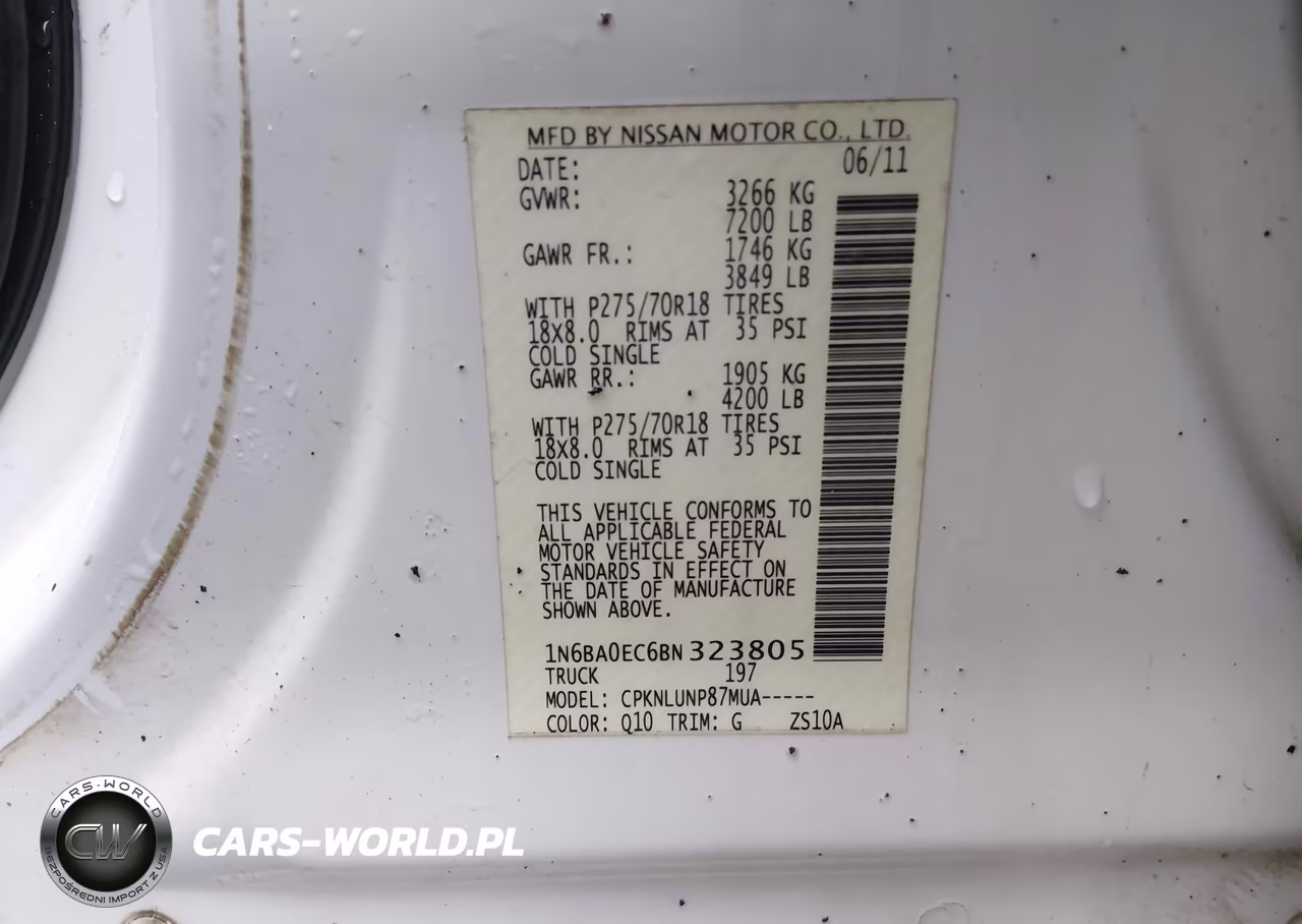 2011 Nissan Titan Pro-4X VIN:1N6BA0EC6BN323805 - 9