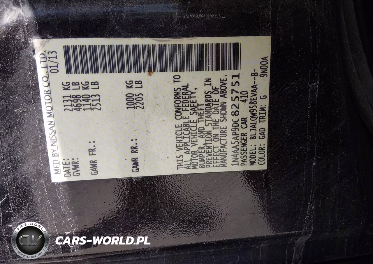 2013 Nissan Maxima 3.5 S VIN:1N4AA5AP9DC825751 - 9