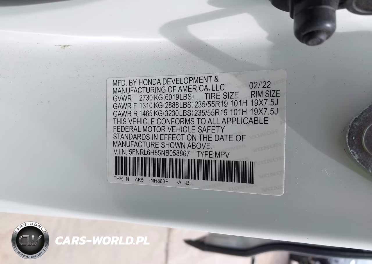 2022 Honda Odyssey Touring VIN:5FNRL6H85NB058867 - 9