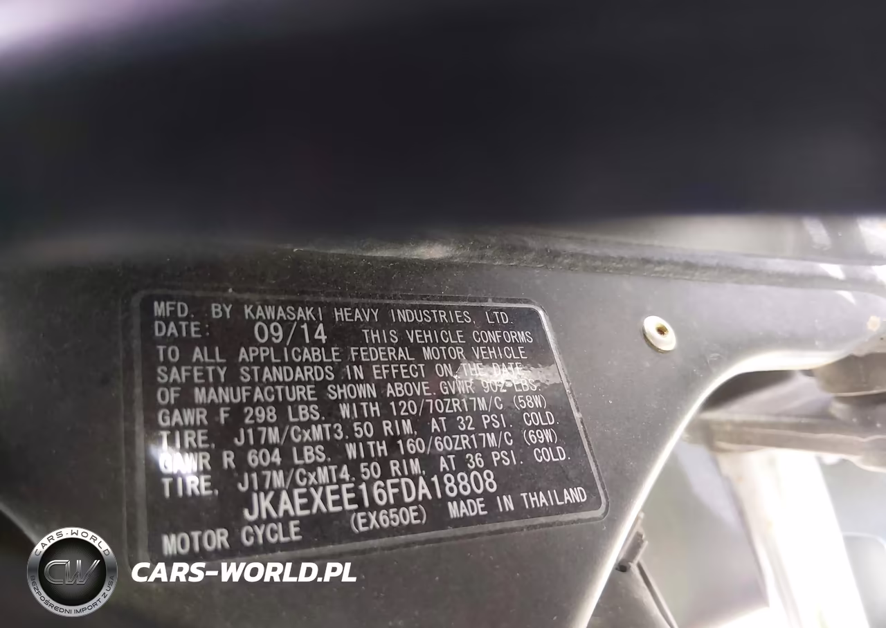 2015 Kawasaki Ex650 E VIN:JKAEXEE16FDA18808 - 10