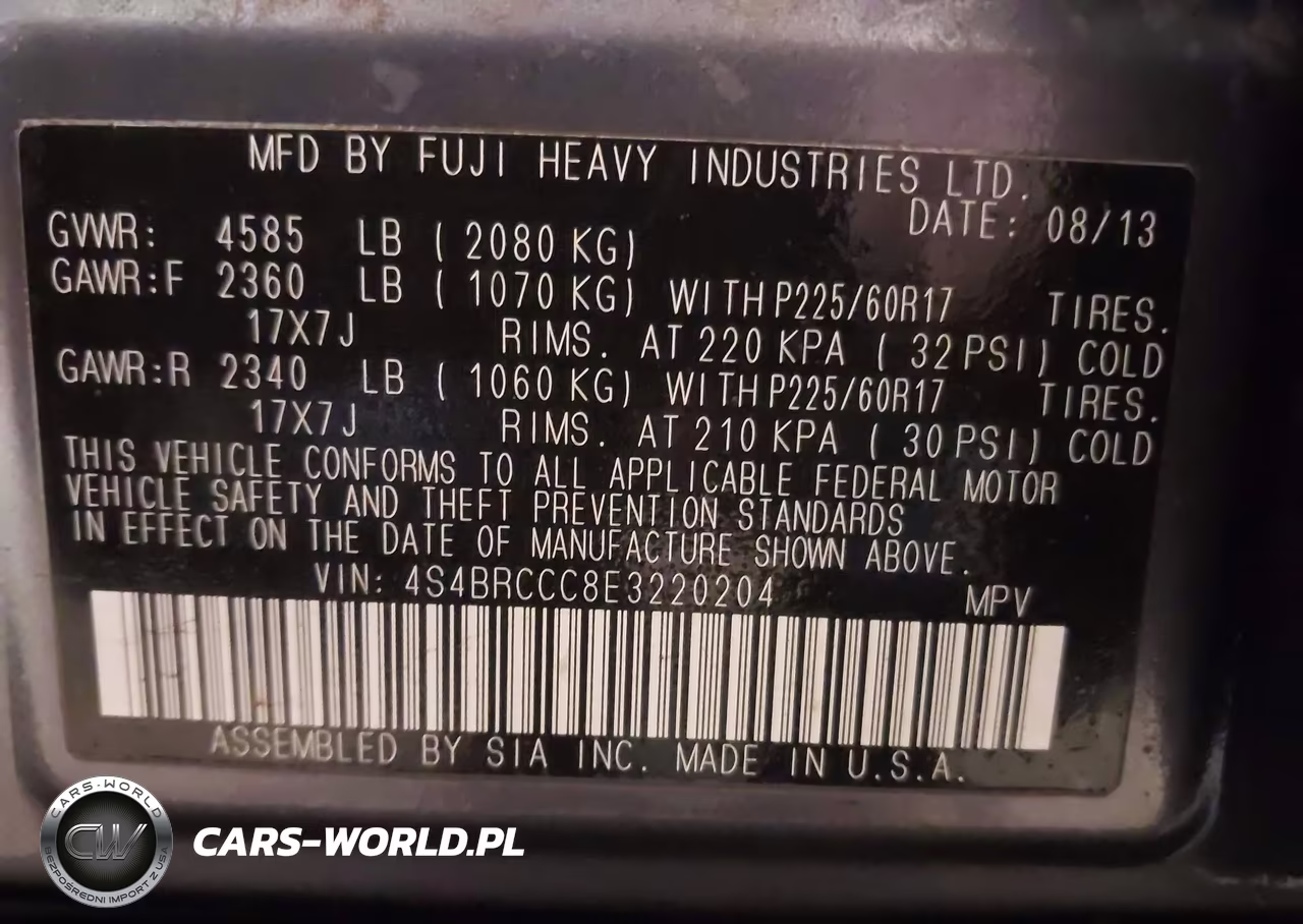2014 Subaru Outback 2.5I Premium VIN:4S4BRCCC8E3220204 - 9