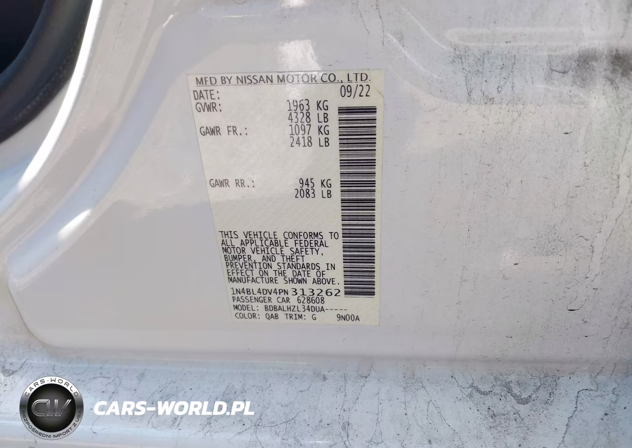 2023 Nissan Altima Sv Fwd VIN:1N4BL4DV4PN313262 - 9