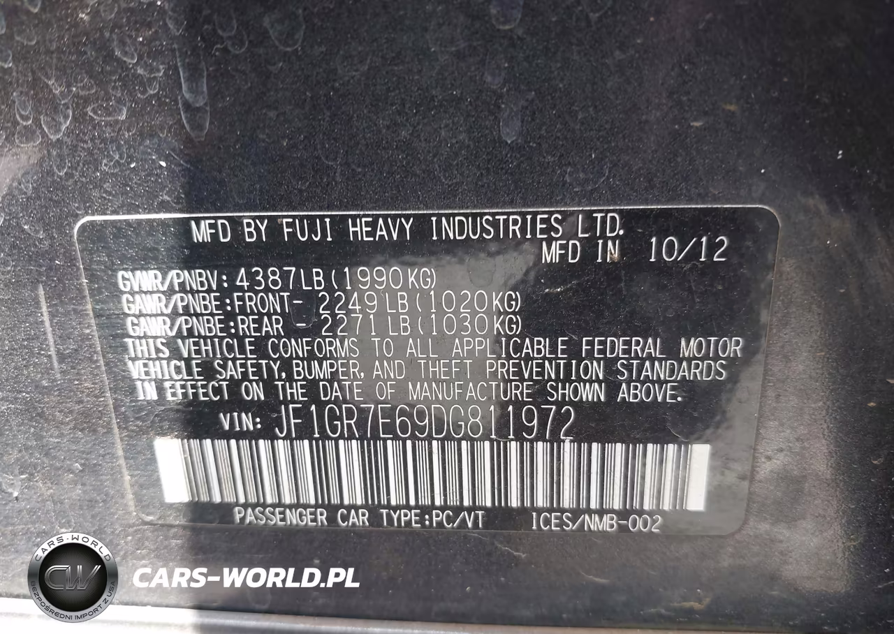 2013 Subaru Impreza Wrx VIN:JF1GR7E69DG811972 - 9
