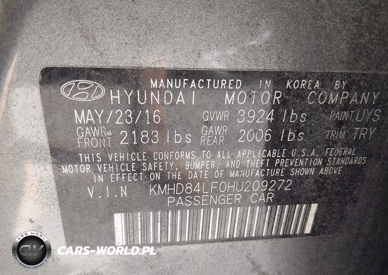 2017 Hyundai Elantra Limited VIN:KMHD84LF0HU209272 - 9