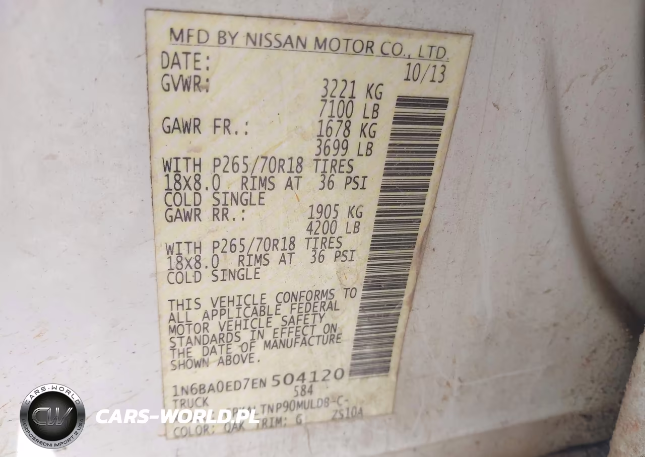 2014 Nissan Titan Sv VIN:1N6BA0ED7EN504120 - 9