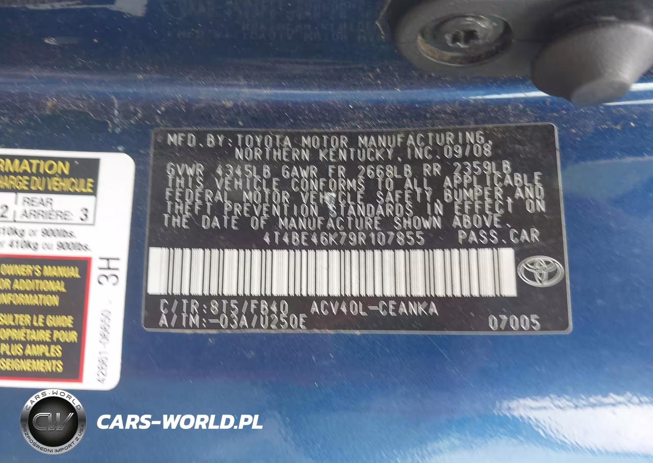 2009 Toyota Camry Le VIN:4T4BE46K79R107855 - 9