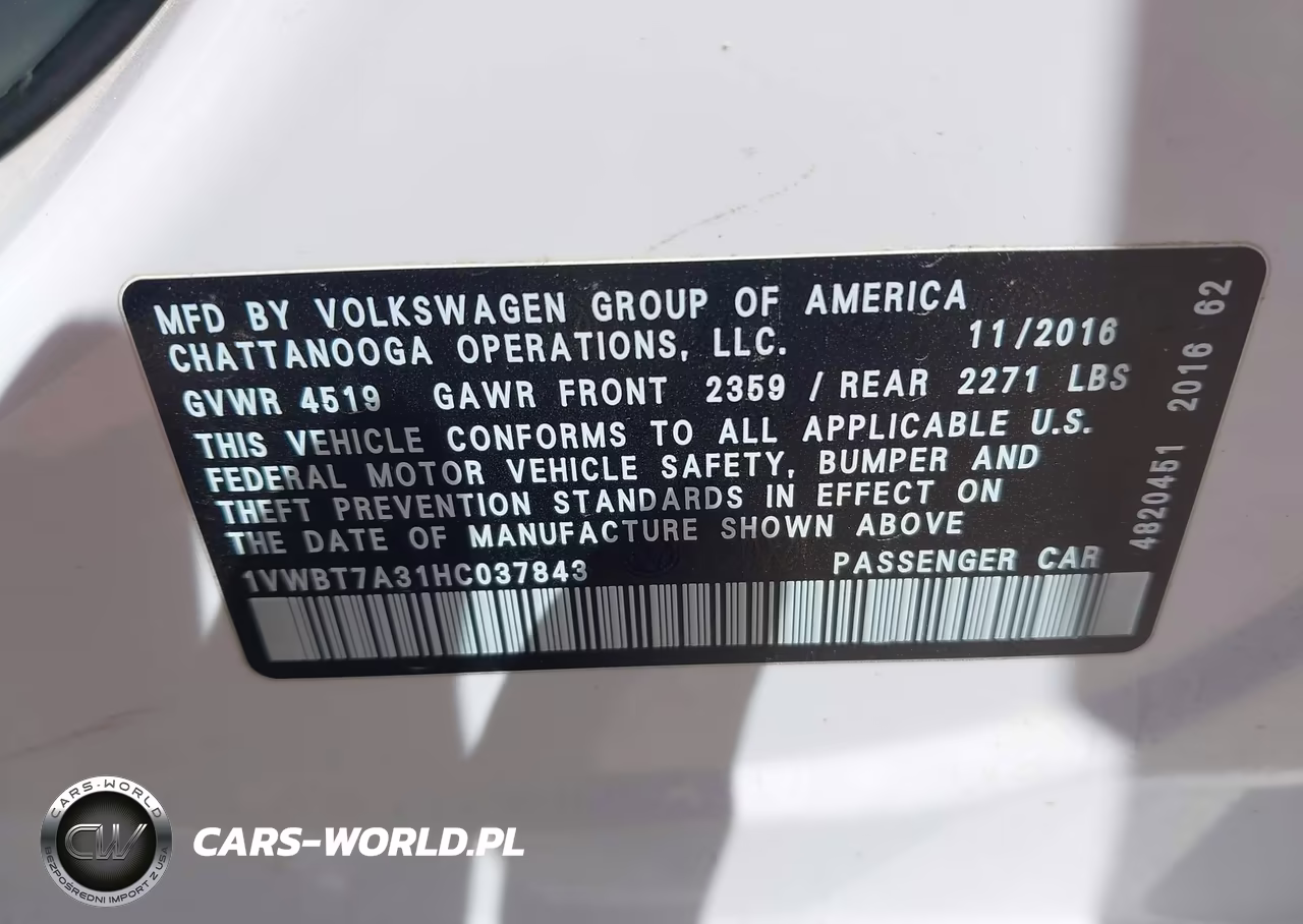 2017 Volkswagen Passat 1.8T Se VIN:1VWBT7A31HC037843 - 9