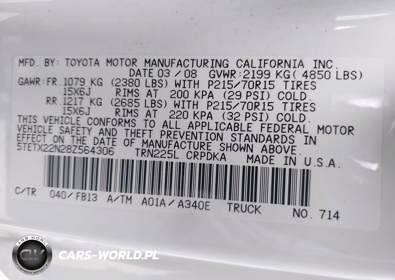 2008 Toyota Tacoma VIN:5TETX22N28Z564306 - 9