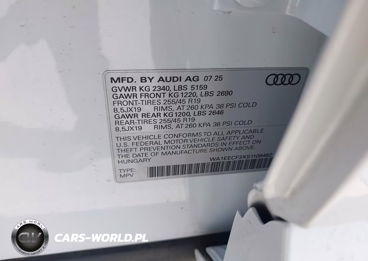 2025 Audi Q3 Premium 45 Tfsi S Line Quattro Tiptronic VIN:WA1EECF3XS1108482 - 9