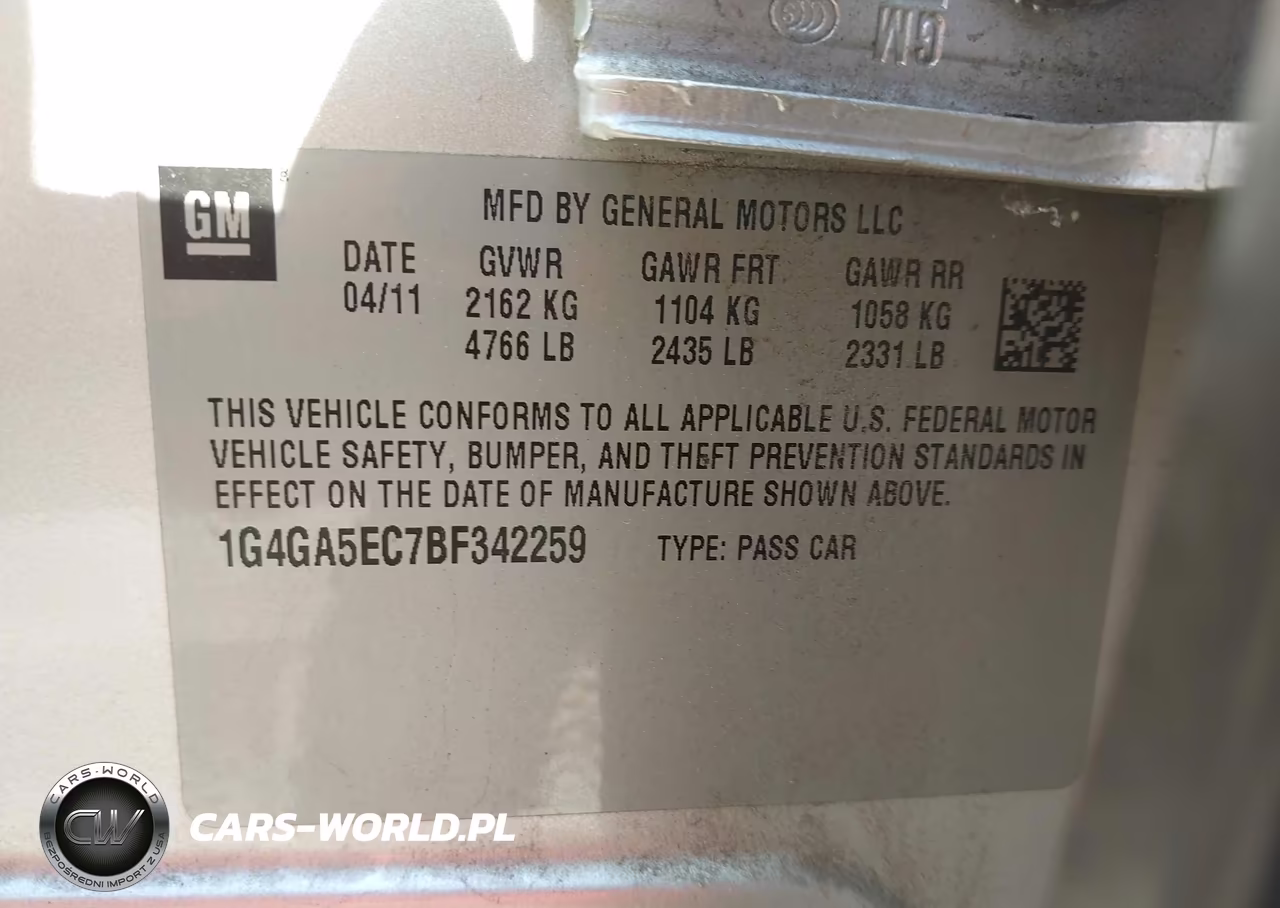 2011 Buick Lacrosse Cx VIN:1G4GA5EC7BF342259 - 9