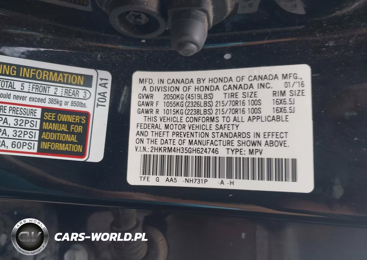 2016 Honda Cr-V Lx VIN:2HKRM4H35GH624746 - 9