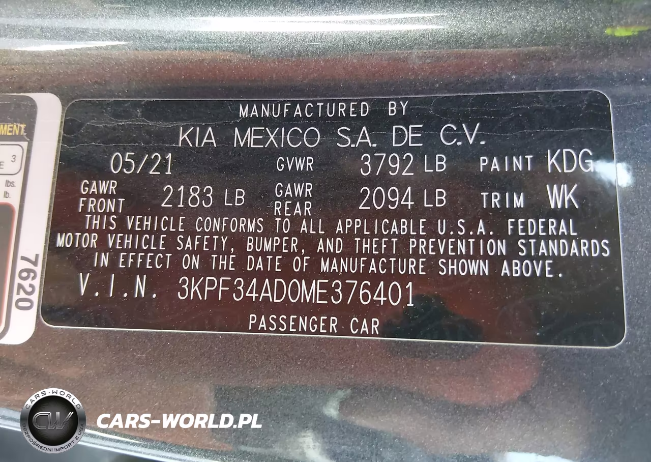 2021 Kia Forte Gt-Line VIN:3KPF34AD0ME376401 - 9