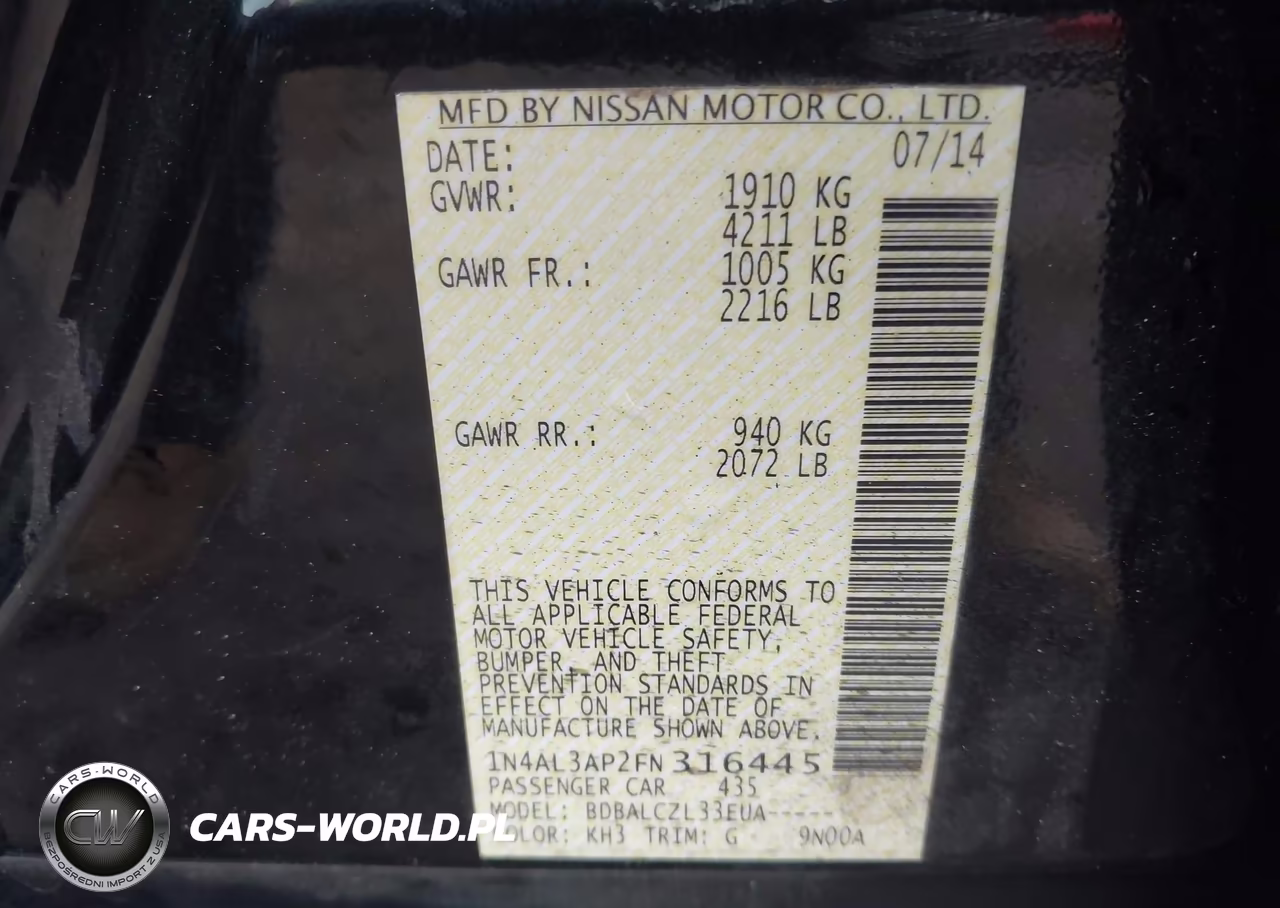 2015 Nissan Altima 2.5-2.5 S-2.5 Sl-2.5 Sv VIN:1N4AL3AP2FN316445 - 9