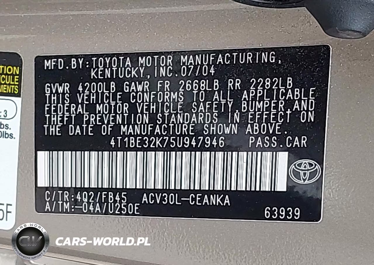 2005 Toyota Camry Le VIN:4T1BE32K75U947946 - 9
