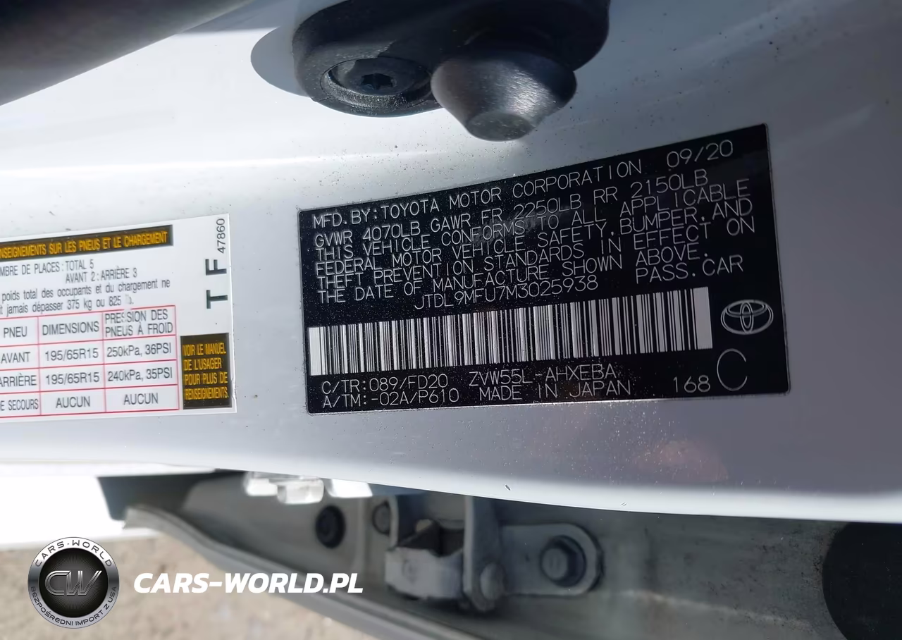2021 Toyota Prius Le Awd-E VIN:JTDL9MFU7M3025938 - 9