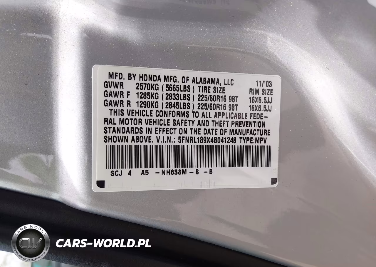2004 Honda Odyssey Ex-L VIN:5FNRL189X4B041248 - 9