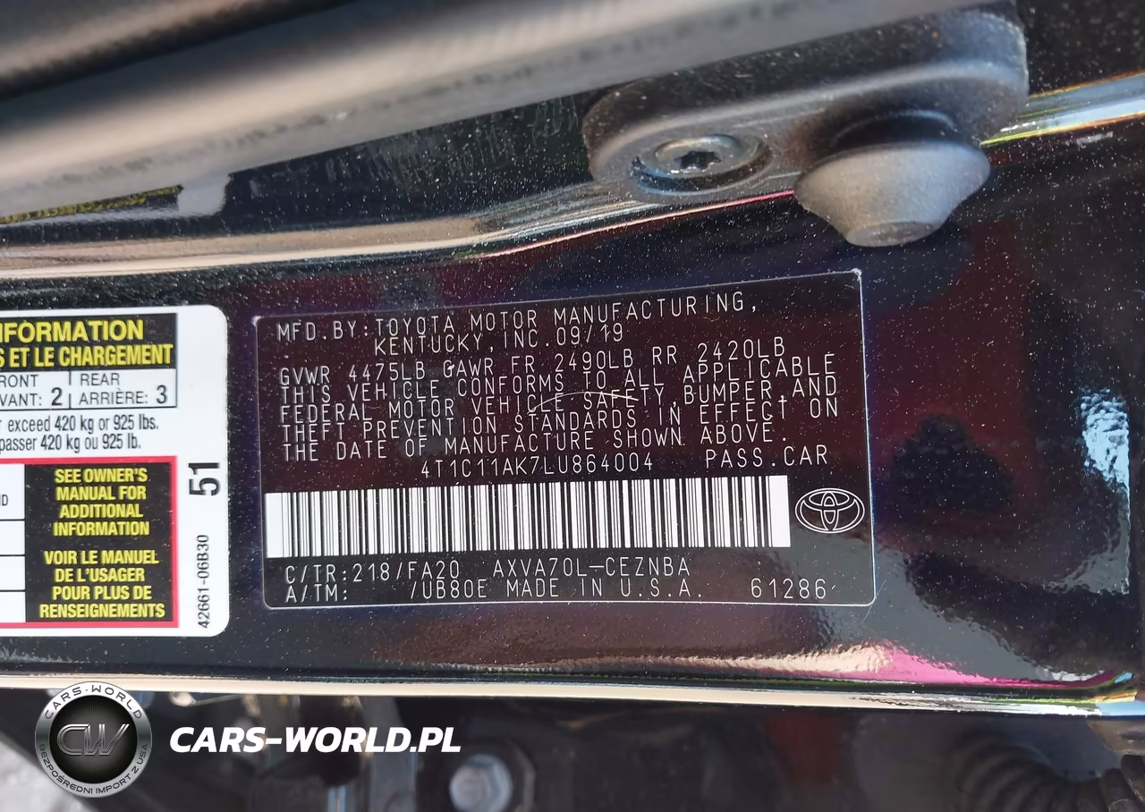 2020 Toyota Camry Le VIN:4T1C11AK7LU864004 - 9