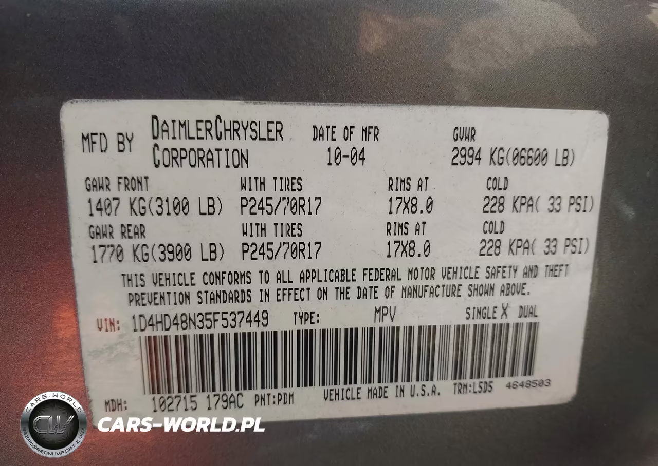 2005 Dodge Durango Slt VIN:1D4HD48N35F537449 - 9