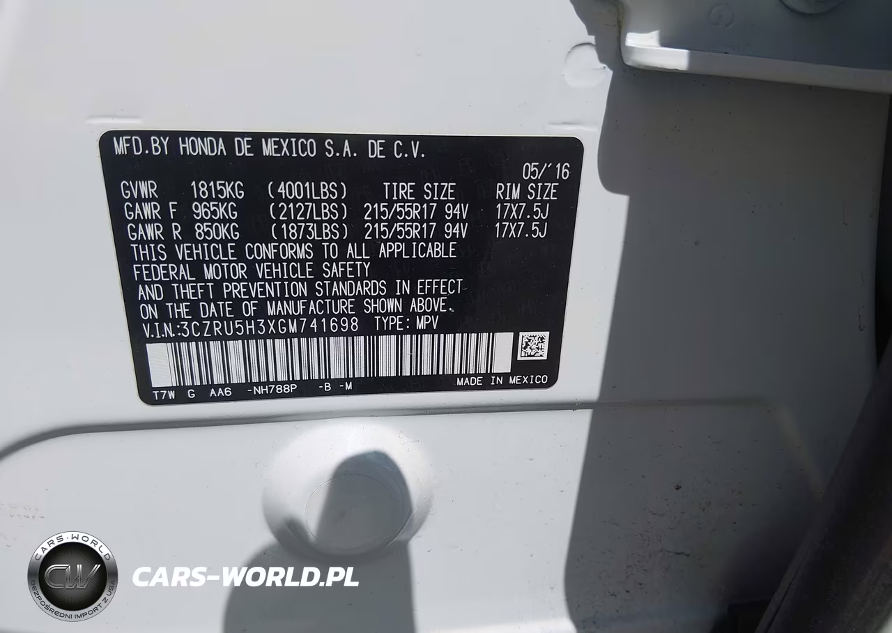 2016 Honda Hr-V Lx VIN:3CZRU5H3XGM741698 - 9