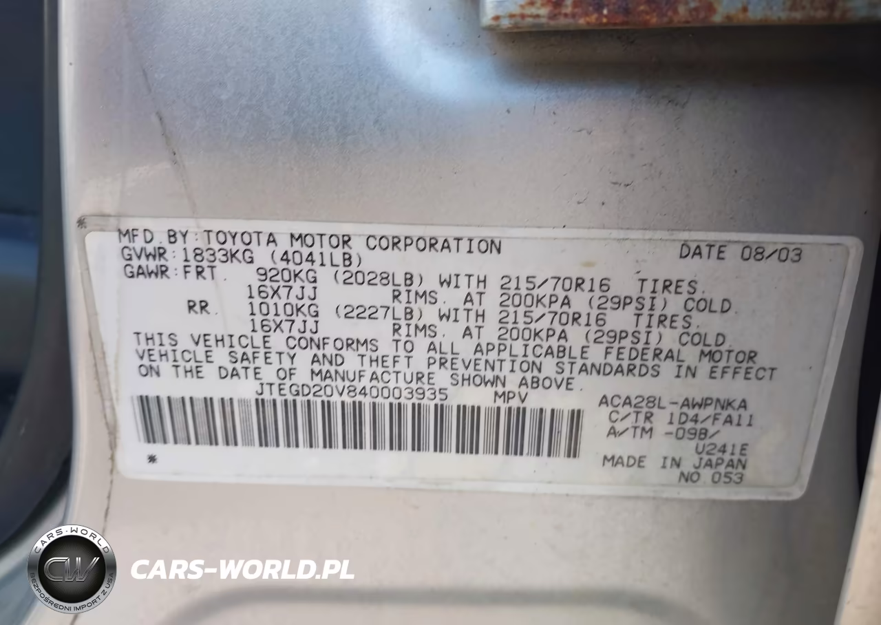 2004 Toyota Rav4 VIN:JTEGD20B840003935 - 9