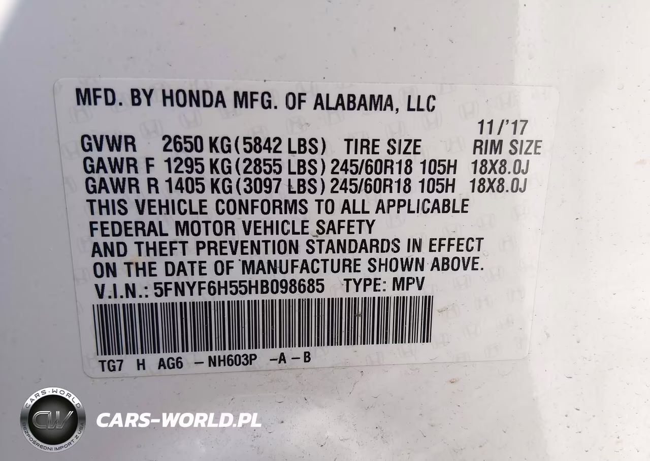 2017 Honda Pilot Ex-L VIN:5FNYF6H55HB098685 - 9
