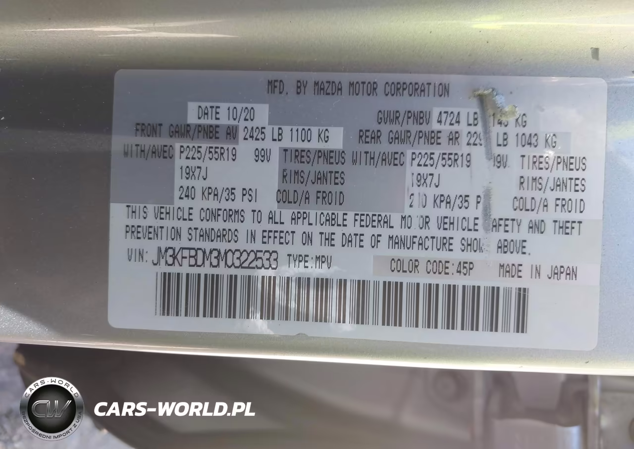2021 Mazda Cx-5 Grand Touring VIN:JM3KFBDM3M0322533 - 9