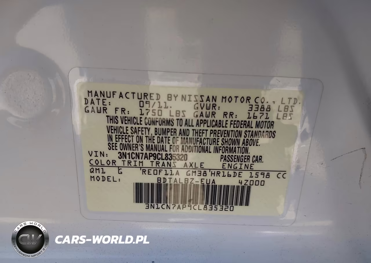 2012 Nissan Versa 1.6 Sv VIN:3N1CN7AP9CL835320 - 9