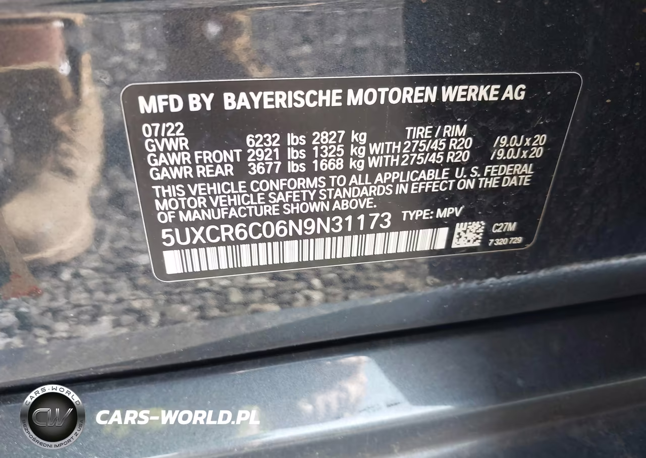 2022 BMW X5 xDrive40I VIN:5UXCR6C06N9N31173 - 9