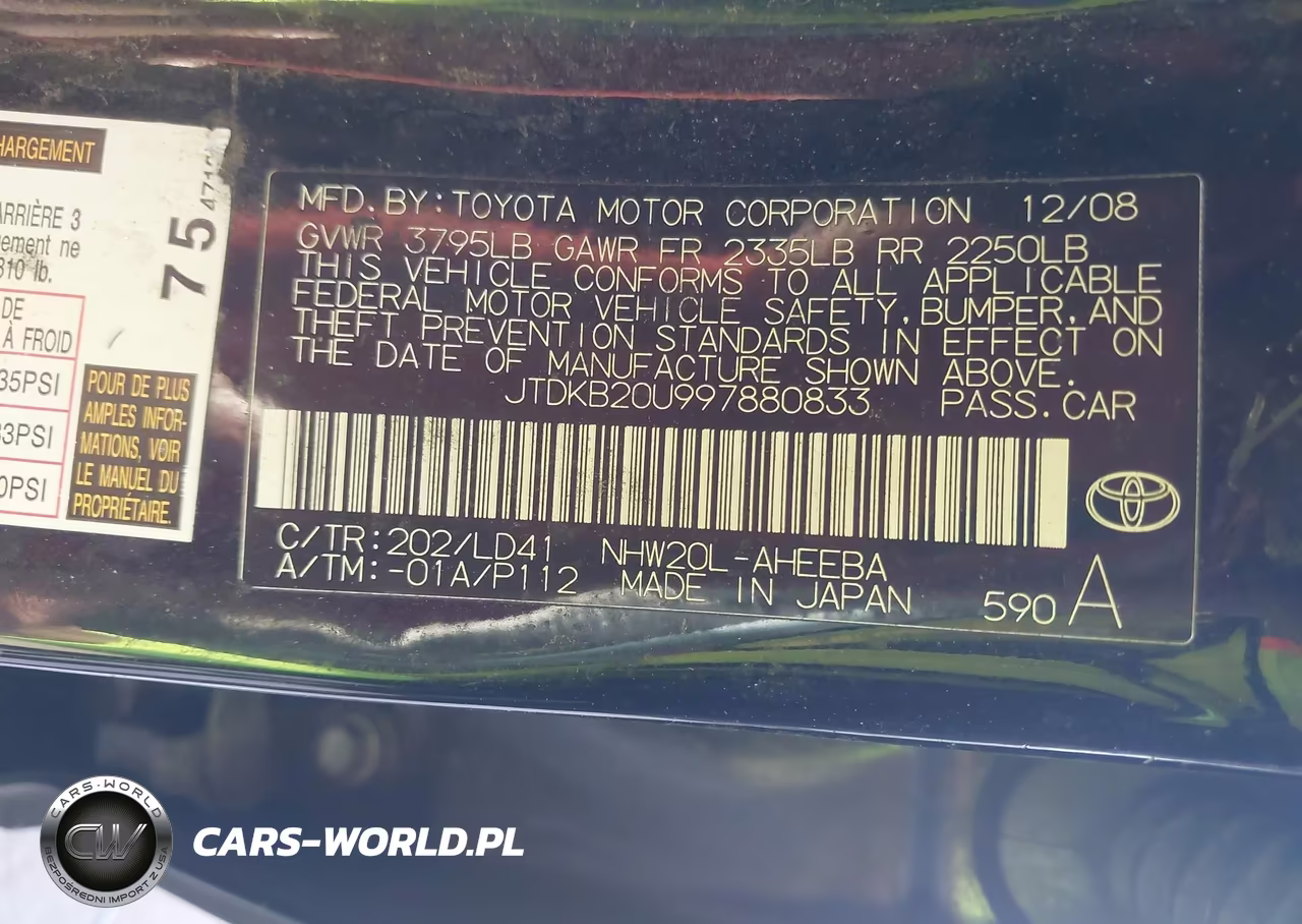 2009 Toyota Prius VIN:JTDKB20U997880833 - 9