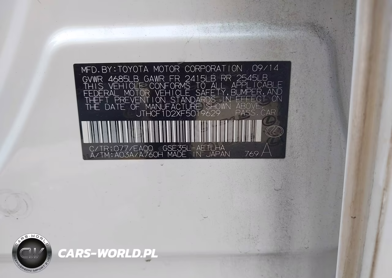 2015 Lexus Is 250 VIN:JTHCF1D2XF5019629 - 9