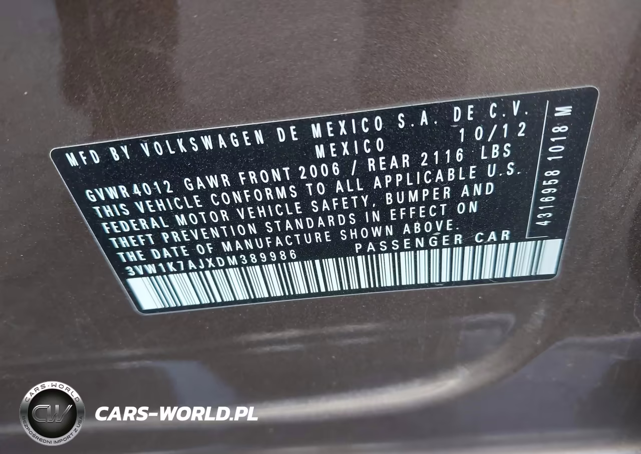2013 Volkswagen Jetta 2.0L S VIN:3VW1K7AJXDM389986 - 9