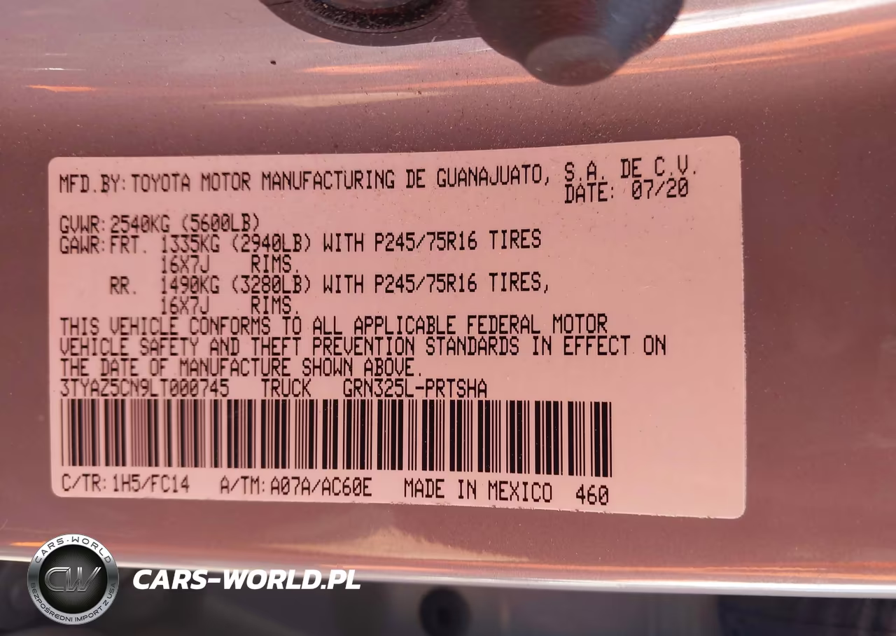 2020 Toyota Tacoma Sr5 V6 VIN:3TYAZ5CN9LT000745 - 9